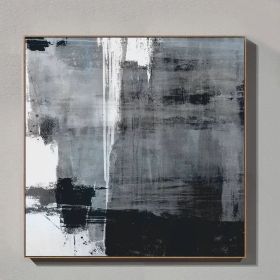 100% Handmade Abstract Oil Painting Wall Art Modern Minimalist Black and White Picture Canvas Home Decor For Living No Frame (size: 150x150cm)