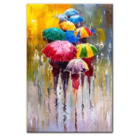 100% Hand Painted Abstract Oil Painting Wall Art Modern Figure Rain view On Canvas Home Decoration For Living Room No Frame (size: 90x120cm)