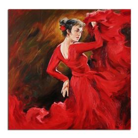 Ha's Art 100% Hand Painted Abstract Oil Painting Wall Art Modern Red Dancing Girl Picture Canvas Home Decor For Living Room Bedroom No Frame (size: 100x100cm)