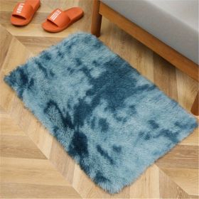 1pc, Plush Silk Fur Rug for Indoor Bedroom and Living Room - Soft and Luxurious Floor Mat (Color: Tie-dye Sapphire Blue, size: 23.62*35.43inch)