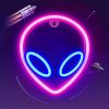 1pc Alien Shape LED Neon Sign, USB & Battery Powered Novelty Neon Mini Night Light, Novelty Wall Lamp With 1pc Hook For Bedroom Kids Room Party Home W