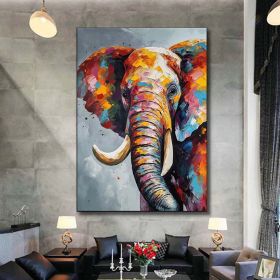 Hand Painted Oil Painting Boho Wall decor Colorful elephant Oil Painting on Canvas animal painting art large 3d wall art original painting Texture Acr (Style: 1, size: 100x150cm)