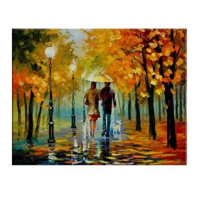 Landscape oil painting rain light street scenery lovers art canvas painting living room corridor office home decoration mural (size: 60x90cm)