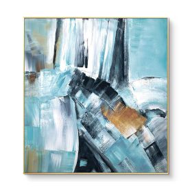 100% Modern Abstract Oil Painting large hand painted Abstract Painting Blue  Abstract Canvas for Wall Art Office Decoration (size: 90x90cm)