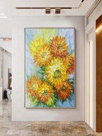 Poster Print Floral Vase Oil Painting Canvas Art Modern Wall Picture for Living Room Vincent Van Gogh Golden Sunflower (size: 60x90cm)