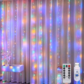 3m Usb Window Curtain Lights Remote Control 8 Modes Garland (Style: X, Emitting Color: changeable)