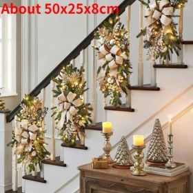 Christmas Decorations for Home Hanging Stairs Garland Wall Hanging (Color: Gold)