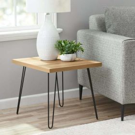 Hairpin Leg Square Side Table (Color: Oak)