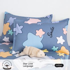 A Pair Of Cotton Pillowcases For Household Use (Option: Star Love Language-30cmX50cm)