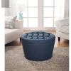 Round Tufted Storage Ottoman with Nailheads