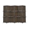 6 Panel Folding Weave Fiber Room Divider with 2 Display Shelves