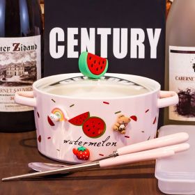 Ceramic Instant Noodle Bowl Good-looking Strawberry With Lid And Ears Easy To Clean (Option: 14 Style)