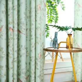 Bird Green Leaf Curtain Korean Bay Window Balcony Mesh Curtains (Option: Green Cloth-Below 60 Meters)