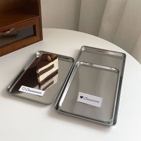 Stainless Steel Plate Rectangular Coffee Shop Cup And Tray Bread Cake Plate Desserts (Option: Large Size 33cm √ó 17cm-Default)