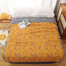 Combed Cotton Fine Sand Gauze Towel Quilt Casual Blanket (Option: Ginkgo Leaf Orange-200x230cm)